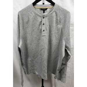 Banana Republic NEW Men's XL Heather Grey Long Sleeve Double Knit Henley Shirt